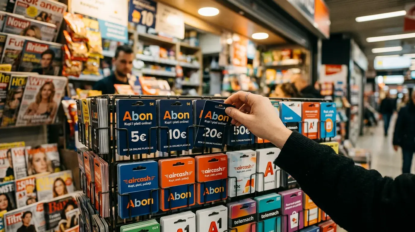 Kupnja Aircash A-bon vaučera na prodajnom mjestu